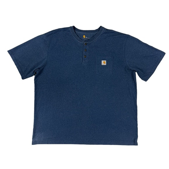 Carhartt Relaxed Fit Men Blue 1/4 Button‎ Pullover Shirt Size 3XL - Picture 1 of 7